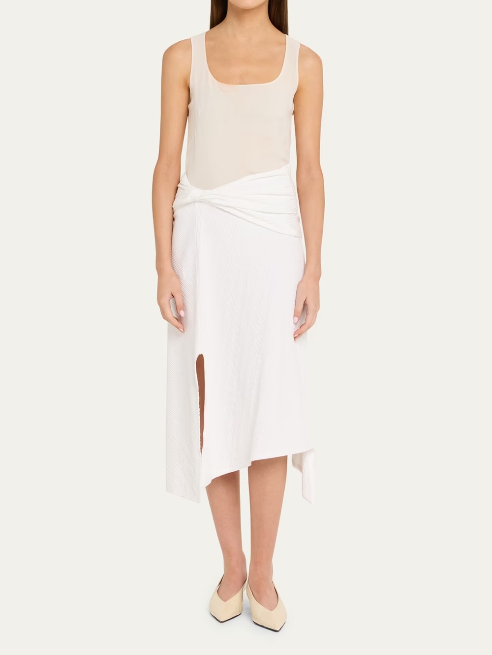 VICTORIA BECKHAM White Twist Detail Midi Skirt NWT $540 size small
